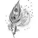 sun and peacock feather  tattoo design idea