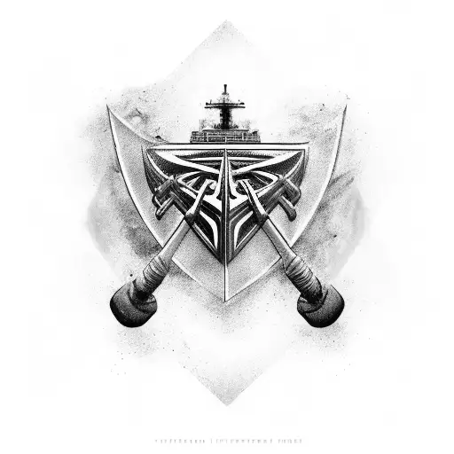 shipbuilding theme with the wwe undertaker logo, hockey tattoo design idea