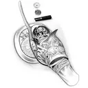 sleeve that includes the undertaker symbol, hockey, fishing, and a nautical theme tattoo design idea