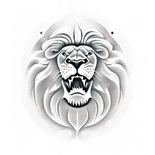 3d lion head greek statue tattoo design idea