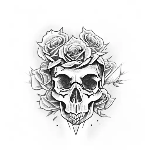 Skull, Roses, Dark Horse, Crows, Flames, Roman helmet tattoo design idea
