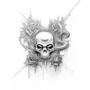 A word jone design incorporating elements of metal music and graffiti tattoo design idea