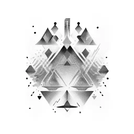 An abstract representation of an amo rave party with vibrant colors and geometric shapes tattoo design idea