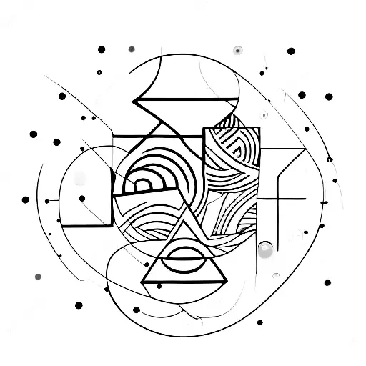 An abstract representation of an amo rave party with vibrant colors and geometric shapes tattoo design idea