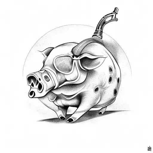 pig skull with rifle and crosshairs  tattoo design idea