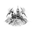 A Harry Potter inspired tattoo featuring the Marauder's Map and the Hogwarts castle tattoo design idea