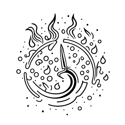 butter knife with flaming edge. no details tattoo design idea