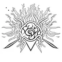 butter knife with flaming edge. no details tattoo design idea