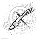 butter knife with flaming edge. no details tattoo design idea