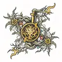 sigma male torch intertwined within its branches tattoo design idea