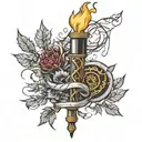 sigma male torch intertwined within its branches tattoo design idea