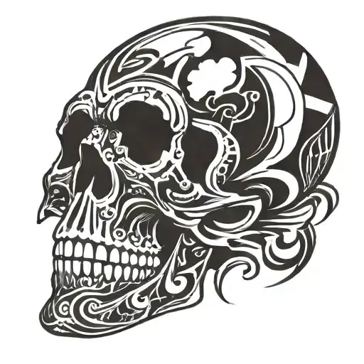 Skull with a broken heart tattoo design idea