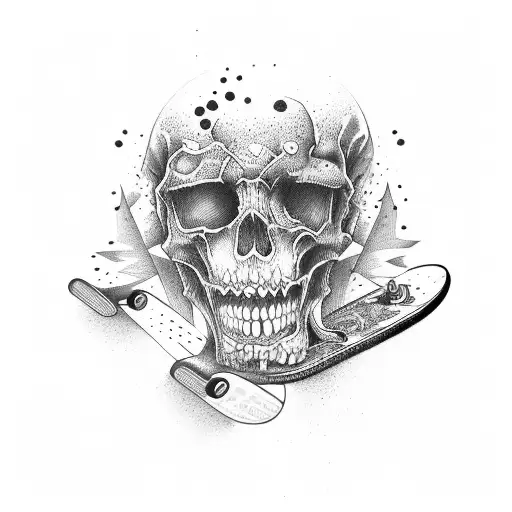 Ghost on a skateboard tattoo idea | TattoosAI