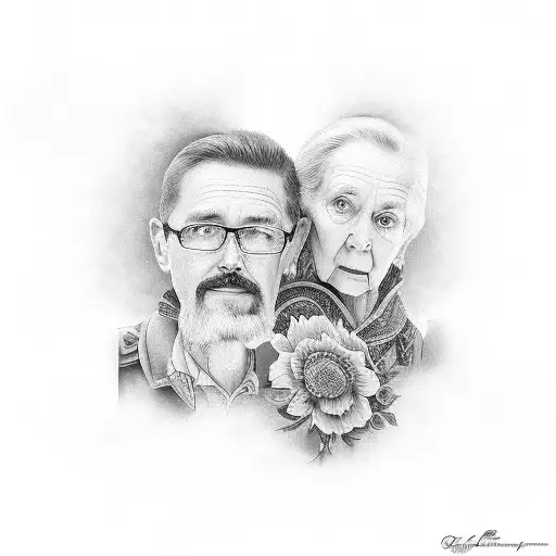 mum and dad memorial  tattoo design idea