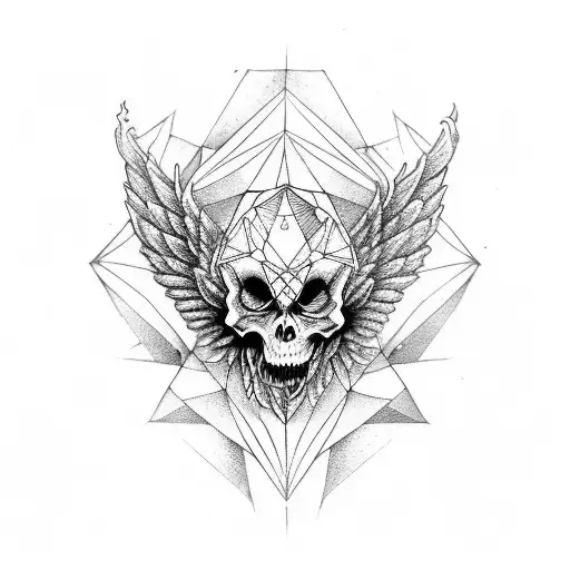 iniciales D&D  con alas de demonio tattoo design idea