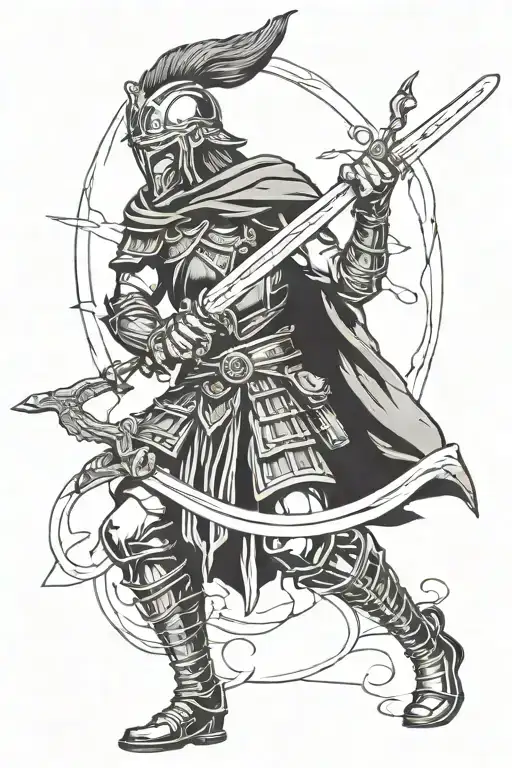 Scotland warrior wielding a sword,  tattoo design idea
