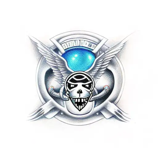 A Harley Davidson engine merging with the shape of a seal tattoo design idea