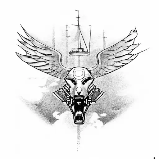 A majestic Harley Davidson motorcycle sailing across the sea tattoo design idea