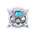 A Harley Davidson engine merging with the shape of a seal tattoo design idea