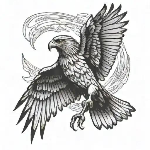 intimidating hawk with spread wings tattoo design idea