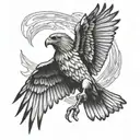 intimidating hawk with spread wings tattoo design idea