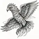 intimidating hawk with spread wings tattoo design idea
