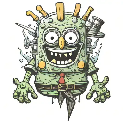 spongebob like witcher tattoo design idea