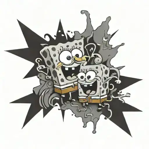 spongebob and Patric tattoo design idea