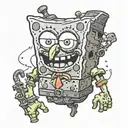 spongebob like witcher tattoo design idea