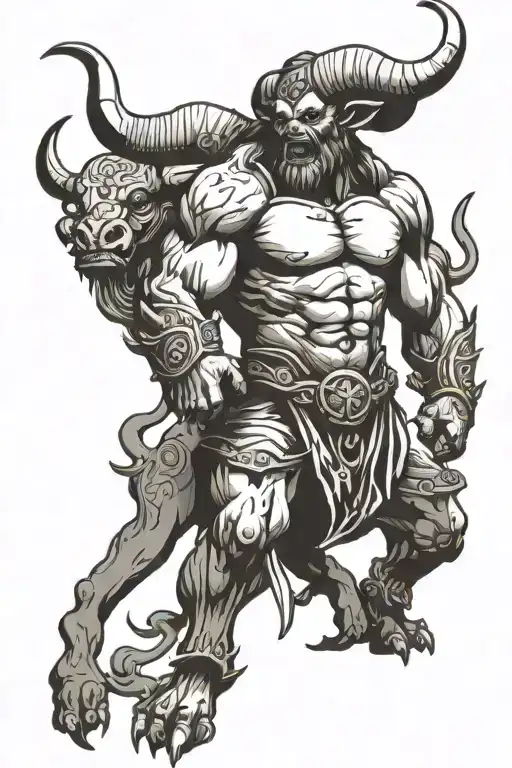 Minotaur standing guard tattoo design idea