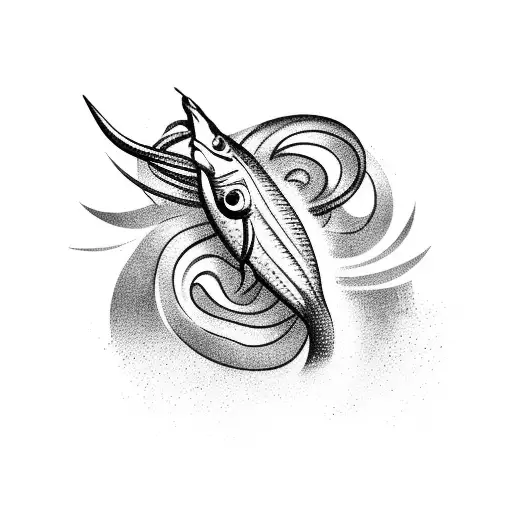 fish Hook hanging from rope palm tree tattoo design idea
