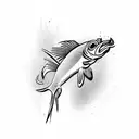 fish Hook hanging from rope palm tree tattoo design idea