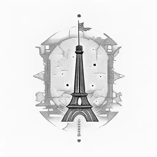 Old brick lighthouse from Greece, Eiffel Tower from France, Coliseum from Rome Italy , Gondolas from venice Italy. Make  tattoo design idea