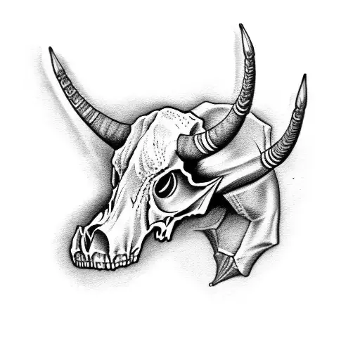  long horn skull tattoo design idea