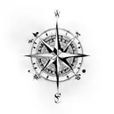 compass whit cow skull tattoo design idea
