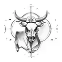compass whit cow skull tattoo design idea