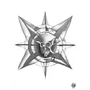 compass whit cow skull tattoo design idea