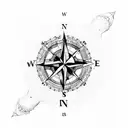 compass whit cow skull tattoo design idea