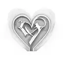Combine the letters K and J together with a heart motif for a unique tattoo tattoo design idea