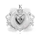 Combine the letters K and J together with a heart motif for a unique tattoo tattoo design idea