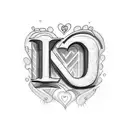 Combine the letters K and J with a heart motif for a unique tattoo tattoo design idea