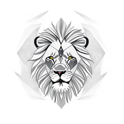 lion with face and mane facing straight, in a normal triangle tattoo design idea