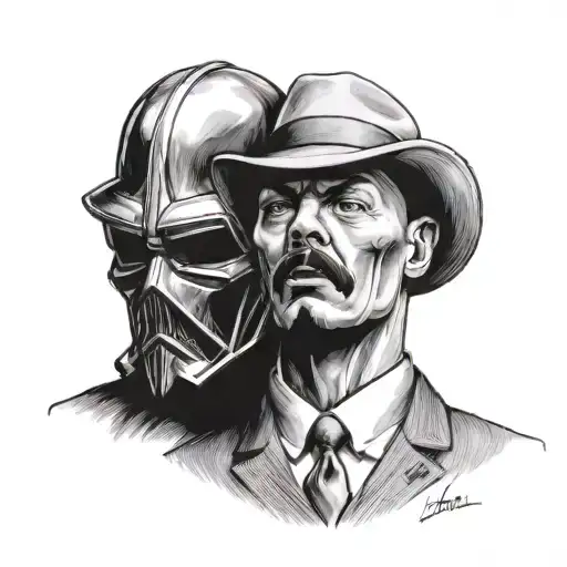 Lenin and Mf doom tattoo design idea