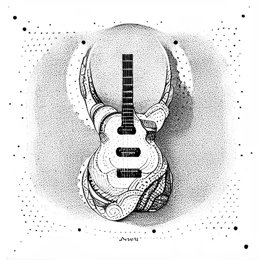 girls  guitar natural tattoo design idea