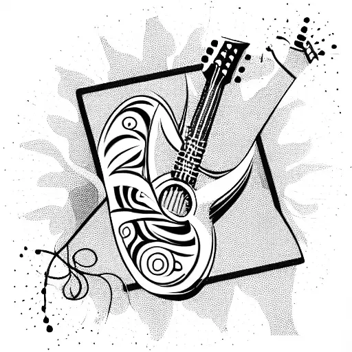 Tribal Girls Guitar Natural Tattoo Idea  BlackInk