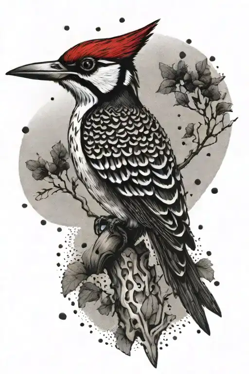 woodpecker riding tattoo design idea