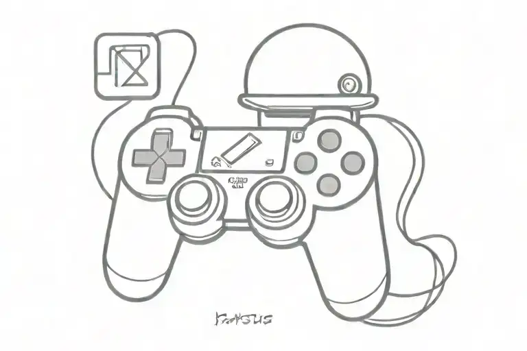 playstation controller with mario hat on top tattoo design idea