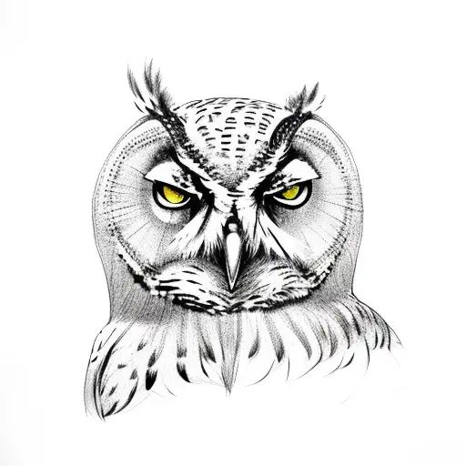 owl, right side, on branch  tattoo design idea
