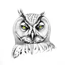 owl, right side, on branch  tattoo design idea