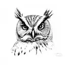 owl, right side, on branch  tattoo design idea